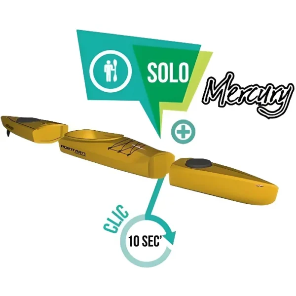 Kayak modulable Mercury GTX solo – Jaune – 2 places – Adulte