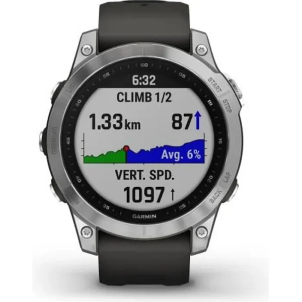 Montre Connectée GARMIN Fenix 7 – Noire & Argent – Entraînements Personnalisés – Autonomie Longue Durée