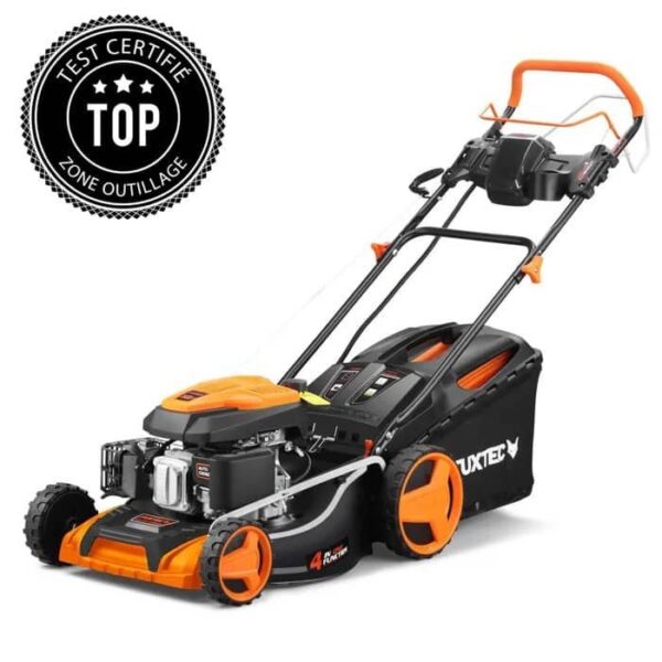 Tondeuse thermique autotractée à démarrage électrique 51cm 196cm3 – FUXTEC FX-RM5196eS – Éjection bac 60L latérale ou mulching